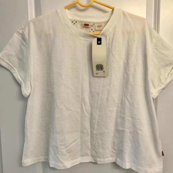 Crochet Lace Back Short Sleeve Top White -… - Picture 9 of 9